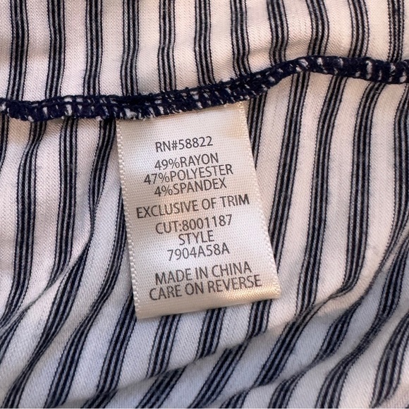 Max Studio Ruffle Detail Sleeveless White and Blue Stripe Maxi Dress - Picture 8 of 8